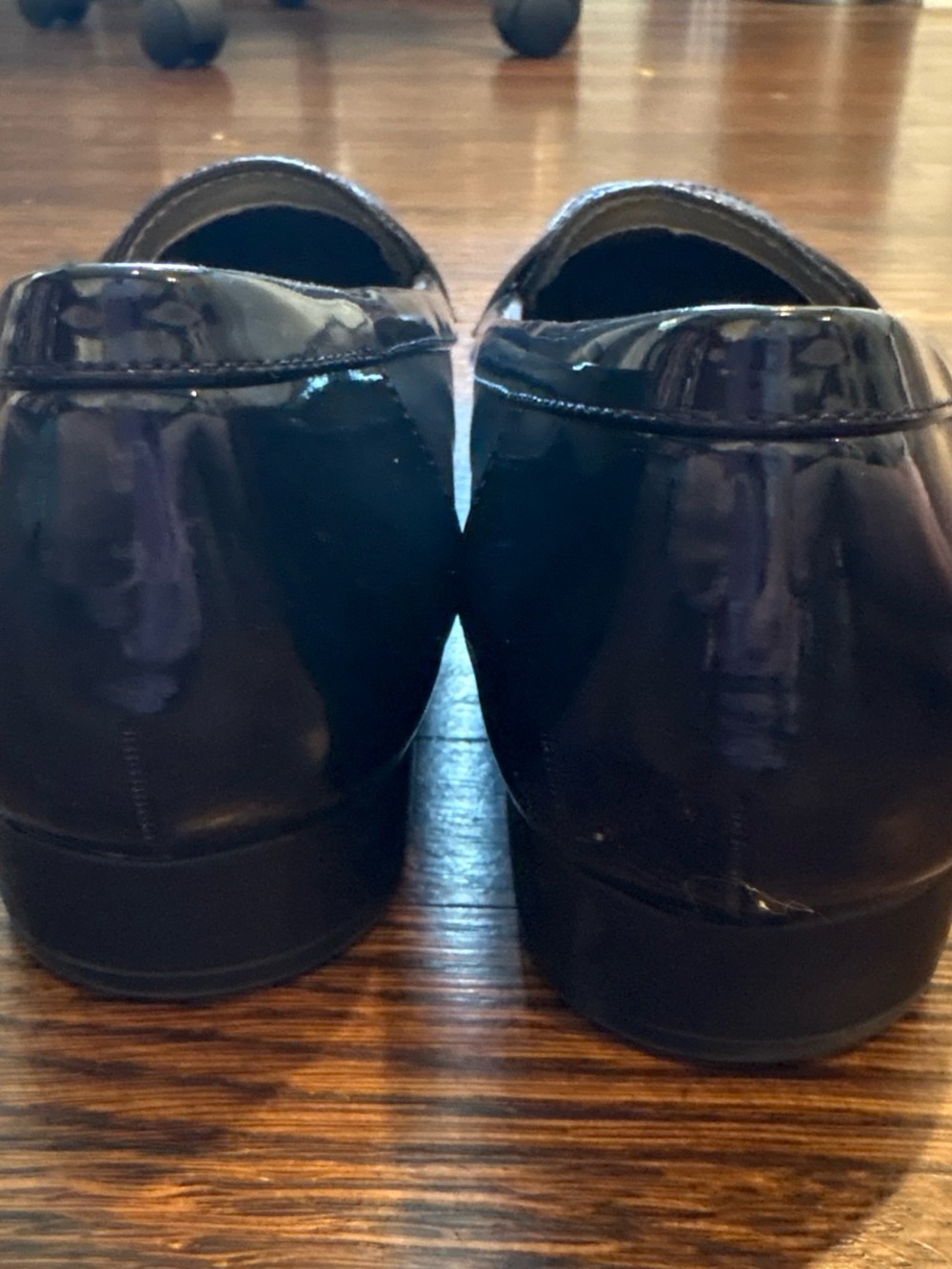 Anne Klein Navy Textured Patent-Trim Loafers - Picture 4 of 7